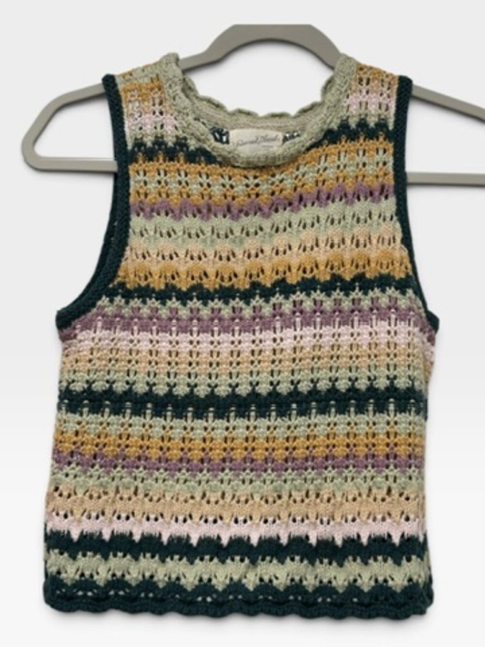 Universal Thread Open Knit Crochet Stripe Sweater Vest Crop Top Small